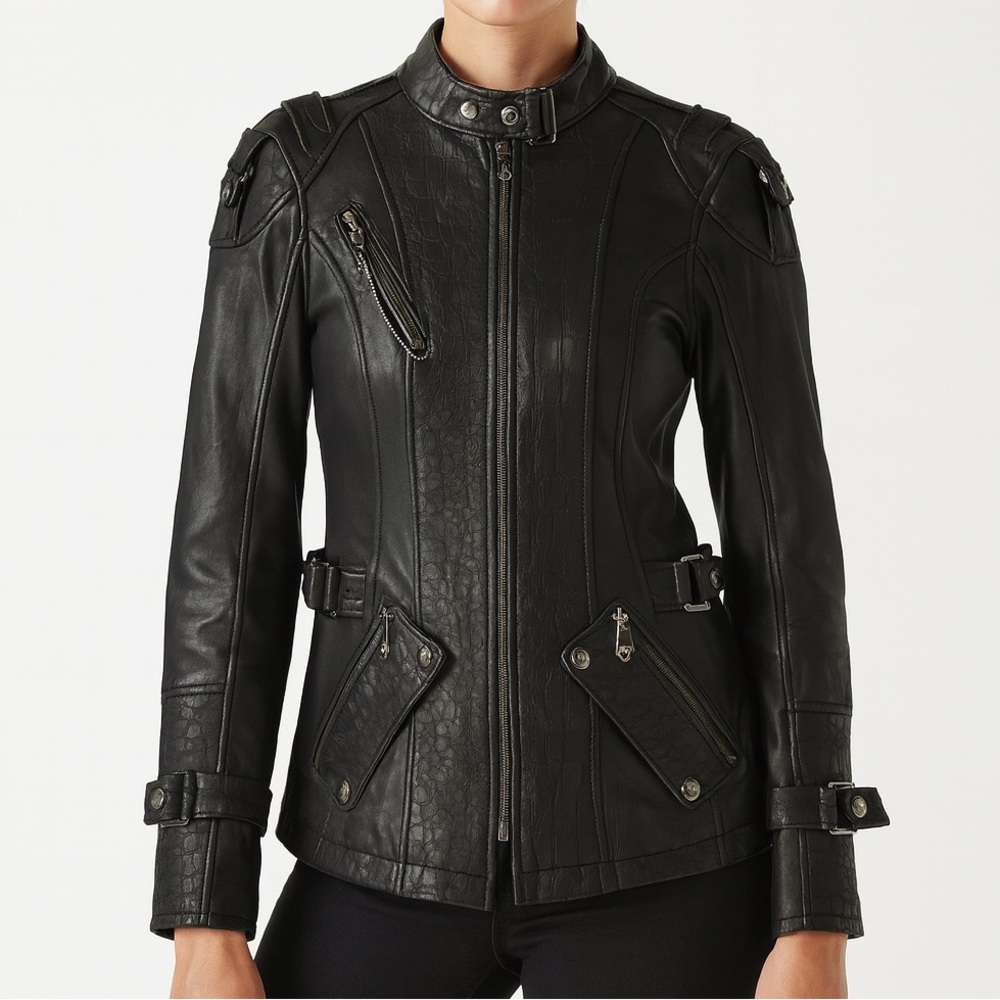 Harley-Davidson Ladies Croc Embossed Leather Jacket - XS